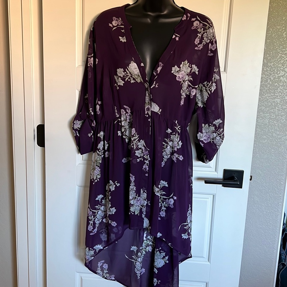 Deep purple chiffon tunic